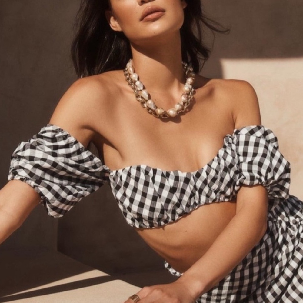 NWT Rumer Bisou Crop Top in Black and White Gingham